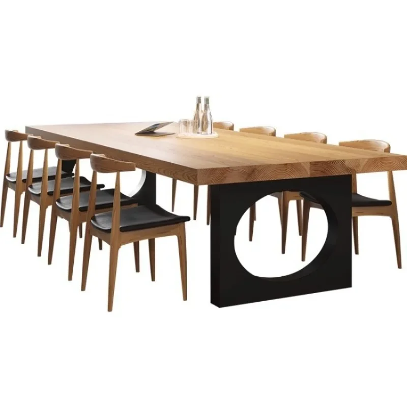 

Nordic solid wood conference table, long table, simple modern log desk, rectangular workbench, long large dining table