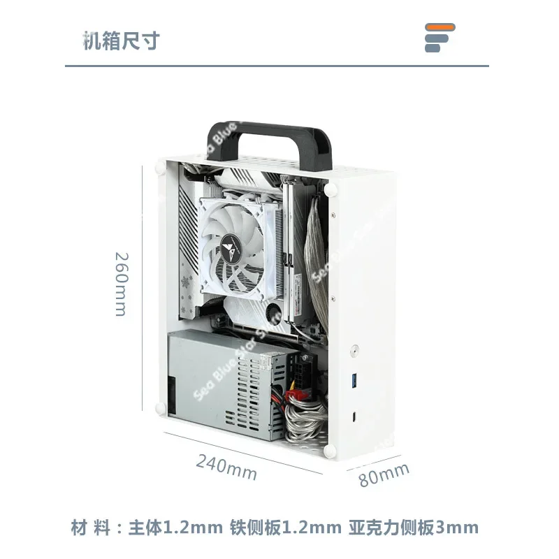 Mechanical Uncle G30 Mini MATX/ITX Small Main Case Portable Portable A4 Air Cooled Side Transparent Small 1U Power Supply K29