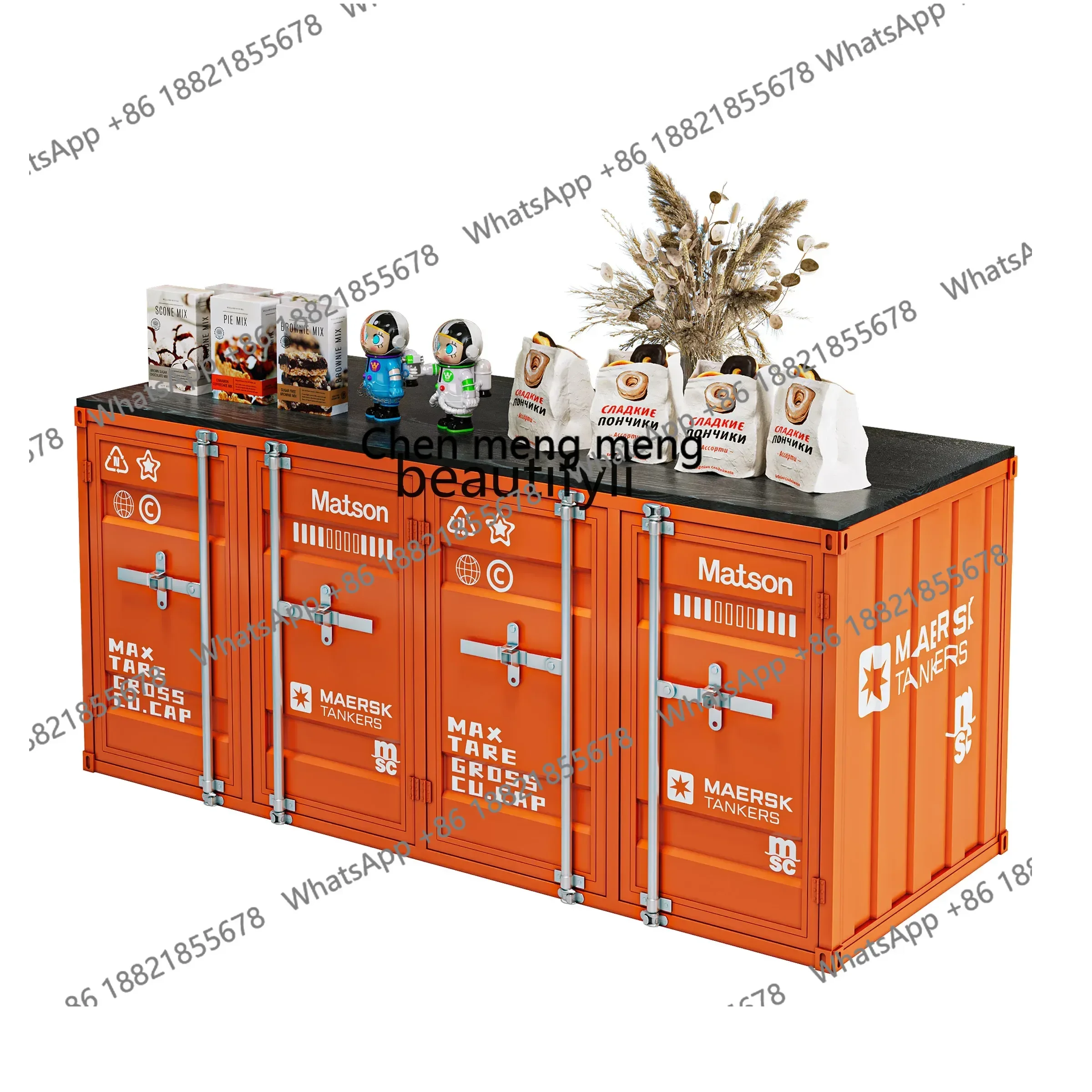 

xz1Industrial style creative middle island cabinet double-sided shelf display stand product display cabinet