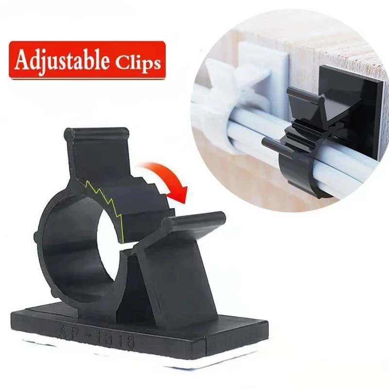 Cable Organizer Self Adhesive Cable Clips Table Cable Management Clamp Adjustable Cord Holder For Car PC TV Charging Wire Winder
