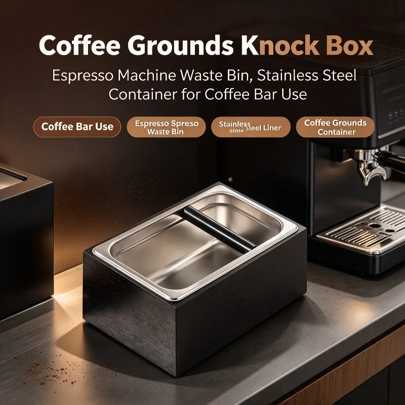 Coffee Grounds Knock Box, Espresso Machine Waste Bin, Stainless Steel Container for Coffee Bar Use