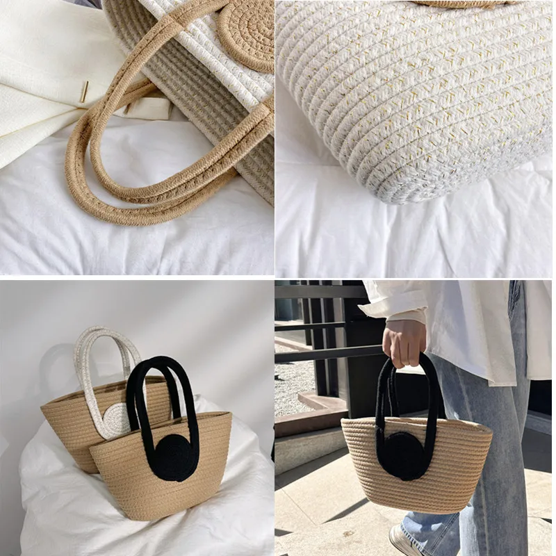 New Large Capacity Girls Straw Braided Handbag Women\'s Out Commuter Tote Bag Female Simplicity Casual Summer Beach  Shoulder Bag