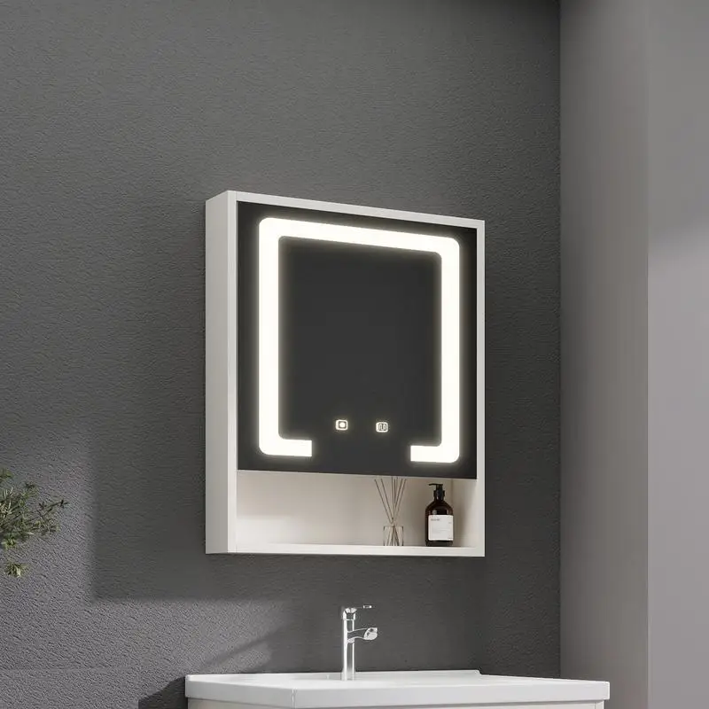 

Aluminum Medicine Cabinet Mirror 28"x24" with 3 Color LED Light, Anti-Fog Function, Rustproof and Easy Installation for 24