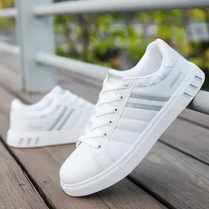 Sapatilhas brancas casuais masculinas com renda, sapatos esportivos confortáveis, sapatos vulcanizados para estudantes, tamanho grande, nova moda, 2024 6 principais vendas crocs branco original - №5