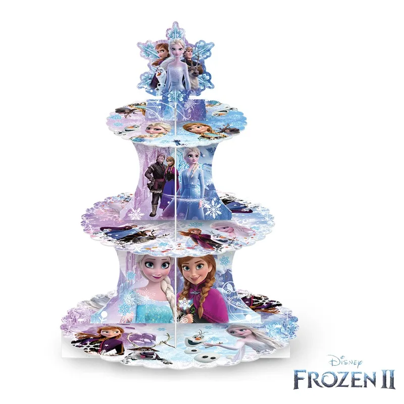 Frozen Birthday Party Cake Stand Paper Dessert Table Three Tier Cake Tower Princess Party Decoration Supplies