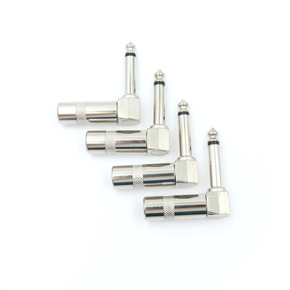 4pcs 1/4 Inch 6.35mm  L-shape Jack Right Angle Male Mono Plug Connector For Guitar Audio