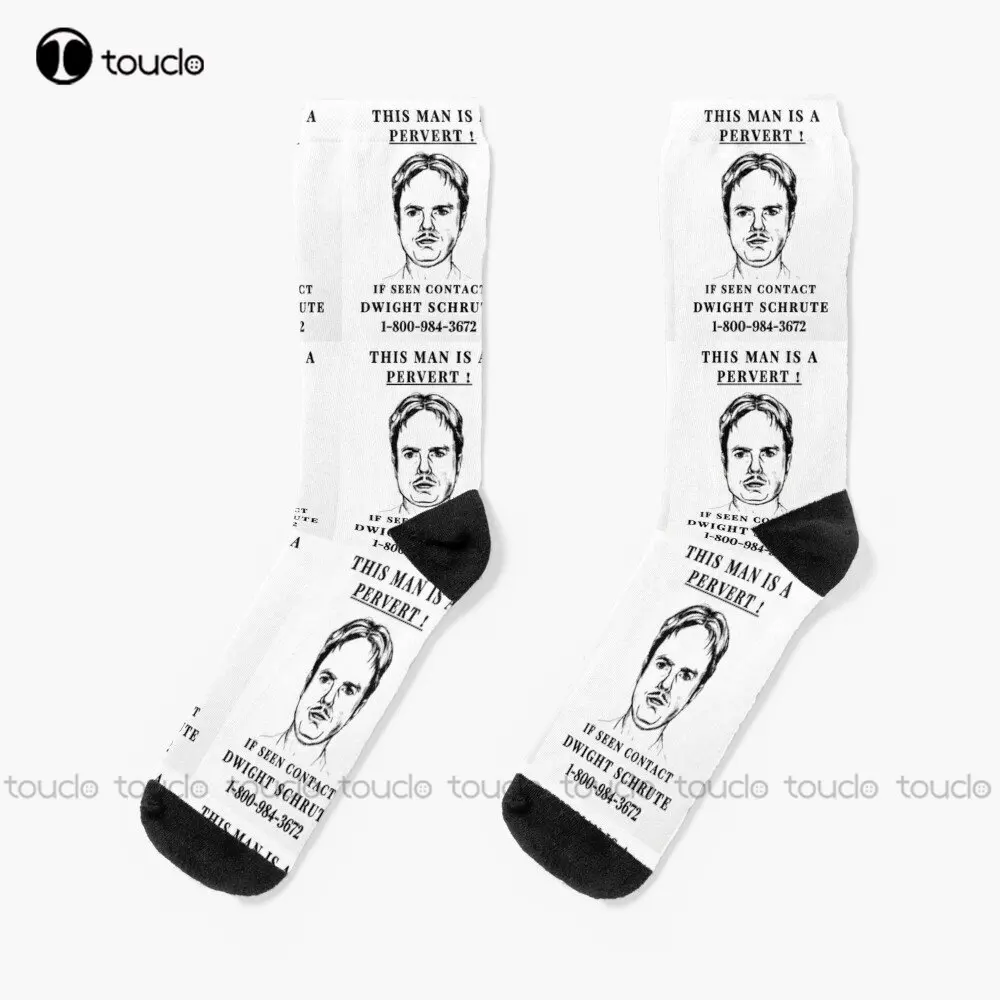 

This Man Is A Pervert! If Seen Contact Dwight Schrute Socks Fun Socks Personalized Custom Unisex Adult Teen Youth Socks Funny