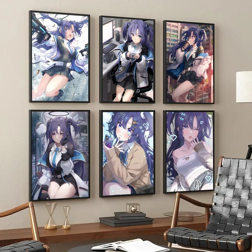 Anime Game Blue Archive Hayase Yuuka Poster Stickers Living Room Bedroom Entrance Cafe Wall Art Decoration Painting