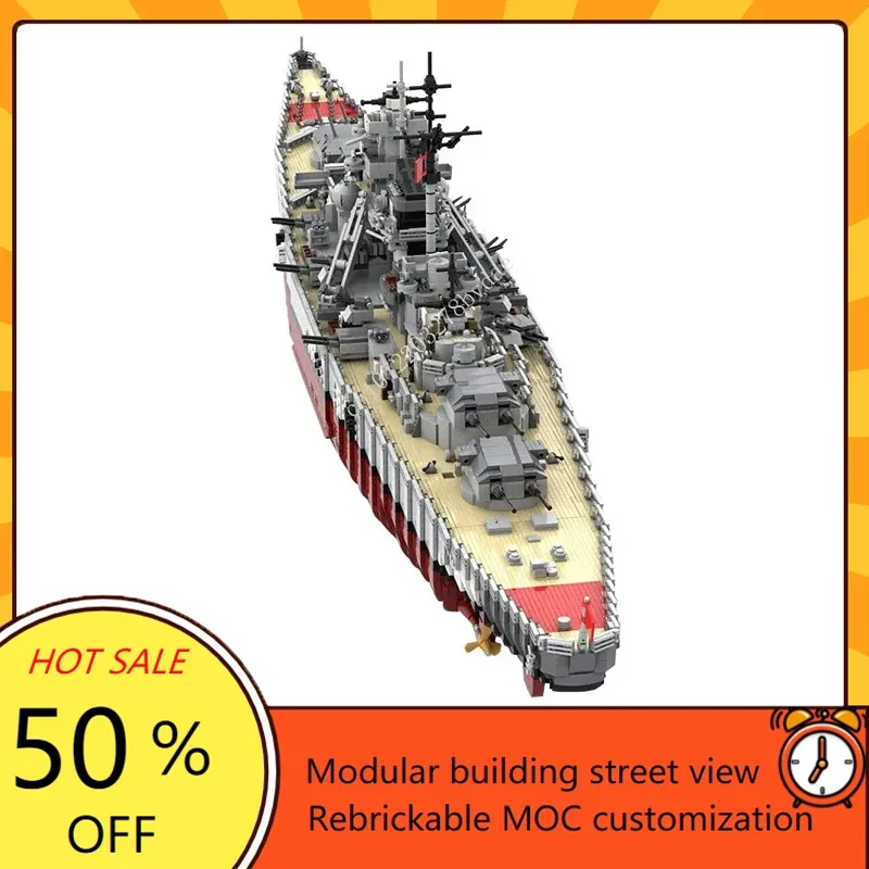 7164PCS MOC Bismarck SuperBattleship Naval Ship Modular Military Custom Puzzles DIY Assemble Technology Children birthday Gift