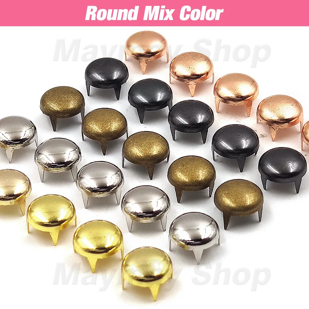 100Pcs 6-12mm Four Claw Rivets Round Spike Studs Pyramid Rivets For Leathercraft Clothes Shoes Bags Belt Punk DIY 4 Claw