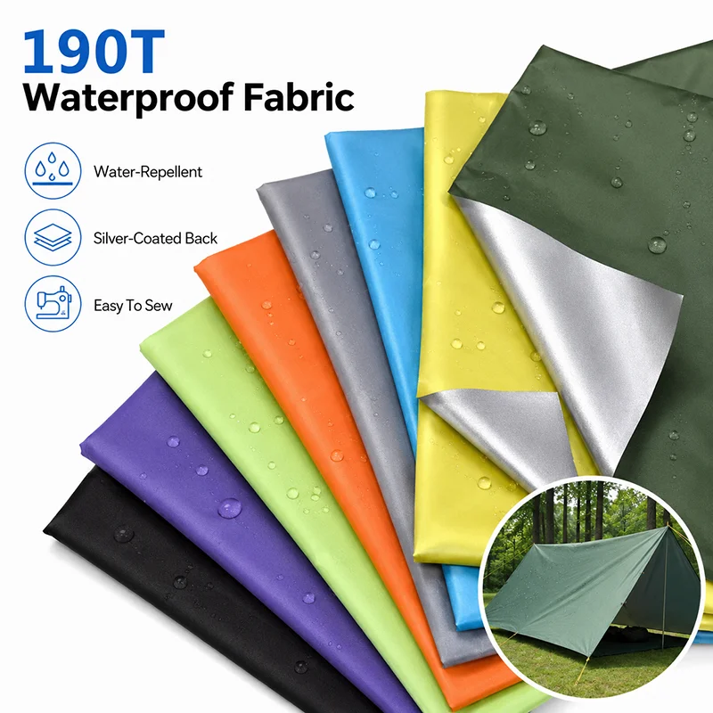 

3/5Meters*148cm 190T Meetee Thin Waterproof Fabric Outdoor Sunscreen Sunshade Silver-coated Ripstop Umbrella Cloth Tent Material
