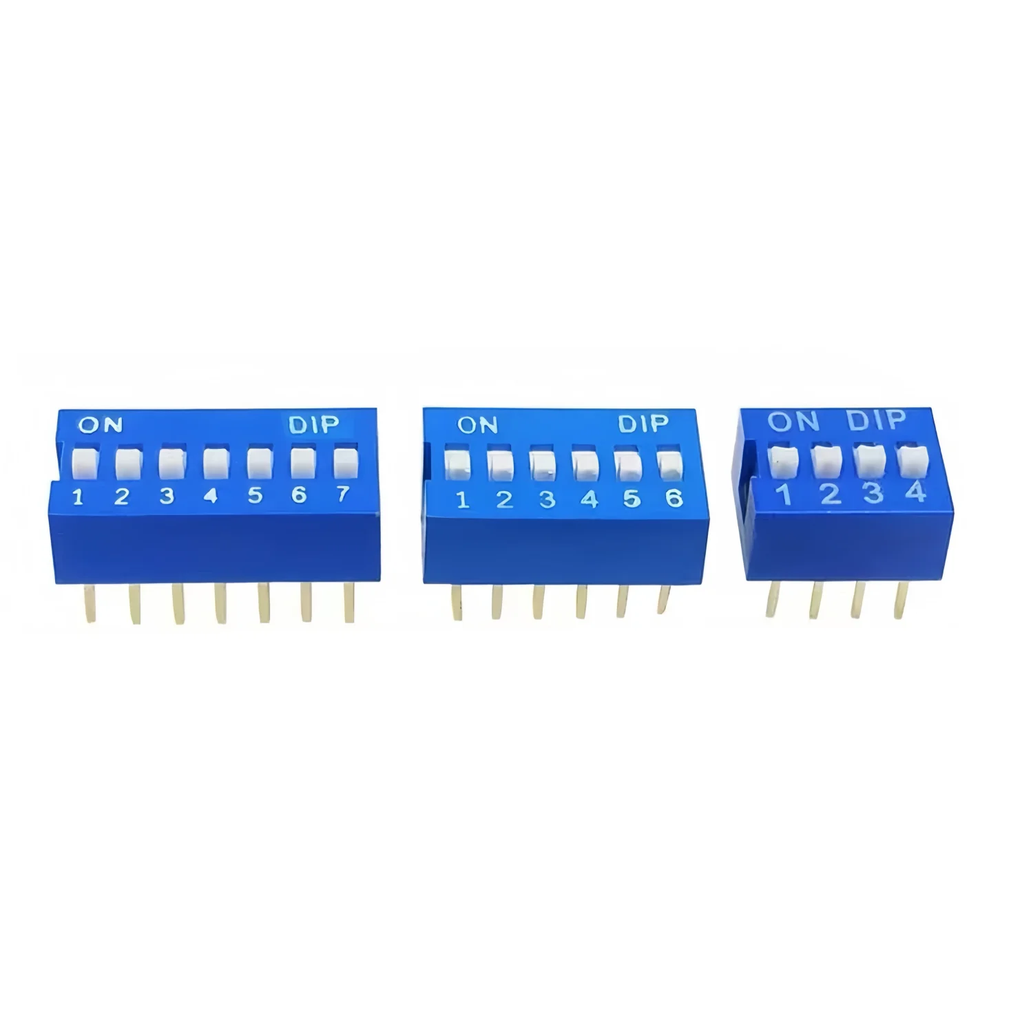 20 Stück 2,54 mm Rastermaß DIP-Schiebeschalter 1/2/3/4/5/6/7/8/10/12 Pin Positionen Blau Rot Einrastender Kippschalter Elektronisches Modul – Detail 4