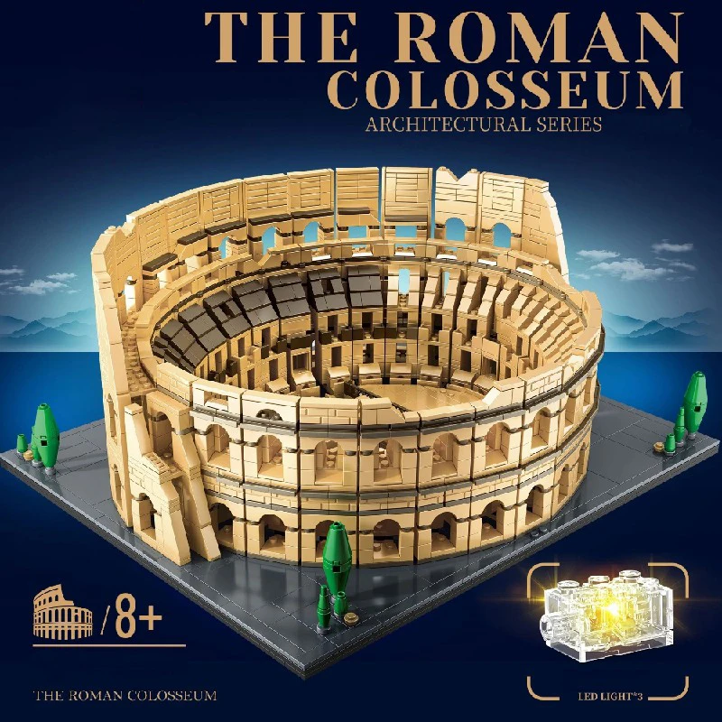 3146 Uds. El famoso edificio de ciudad del Coliseo Moc, modelo de juguete de bloques de construcción de iluminación, regalo de cumpleaños para adultos y niños