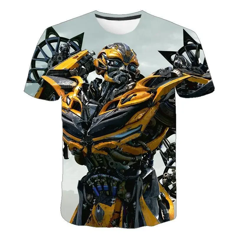 Robot Armor Printed Pattern Children's T-shirt Daily Casual Sports Kids Top Short Sleeved Boys Clothing  Men Summer Oversize Tee