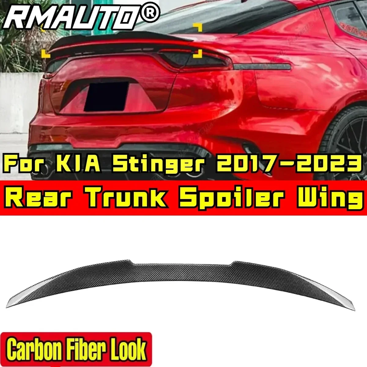 For KIA Stinger 2017-2023 Body Kit Rear Trunk Spoiler Carbon Fiber Look Sport Style Rear Trunk Spoiler Rear Wing Car Accessories