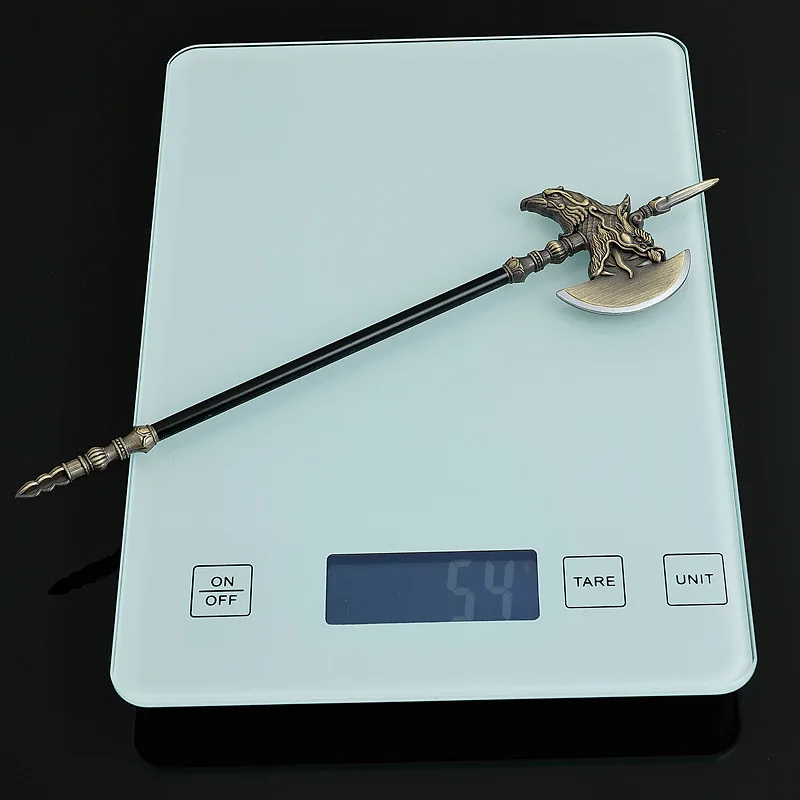 Modelos de armas frias chinesas de 22cm/8,66 polegadas, machado de dragão crestado, periféricos de jogo, machos de brinquedo, artesanato de metal, ornamento de mesa, presentes para meninos