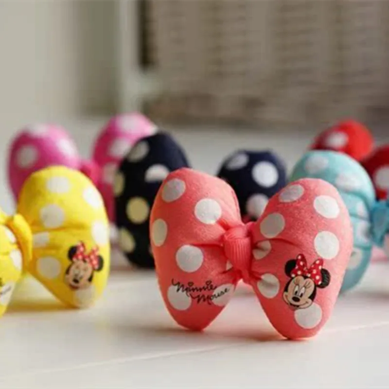 Disney Anime Minnie Mouse Bow Edge Clip Kawaii Minnie Mickey Hair Roop Cute Cartoon Children Hair Accessories Kids Gifts