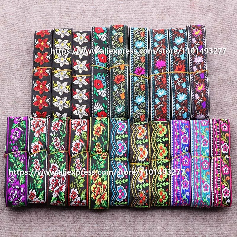 3,3 см 7 ярдов жаккардовая лента с цветочной вышивкой