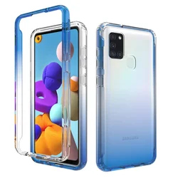 Thick Candy Color Transparent Case for Samsung Galaxy A21s A217F/DS A217M/DS A217F/DSN Hybrid Shockproof Shell Dual Layer Cover