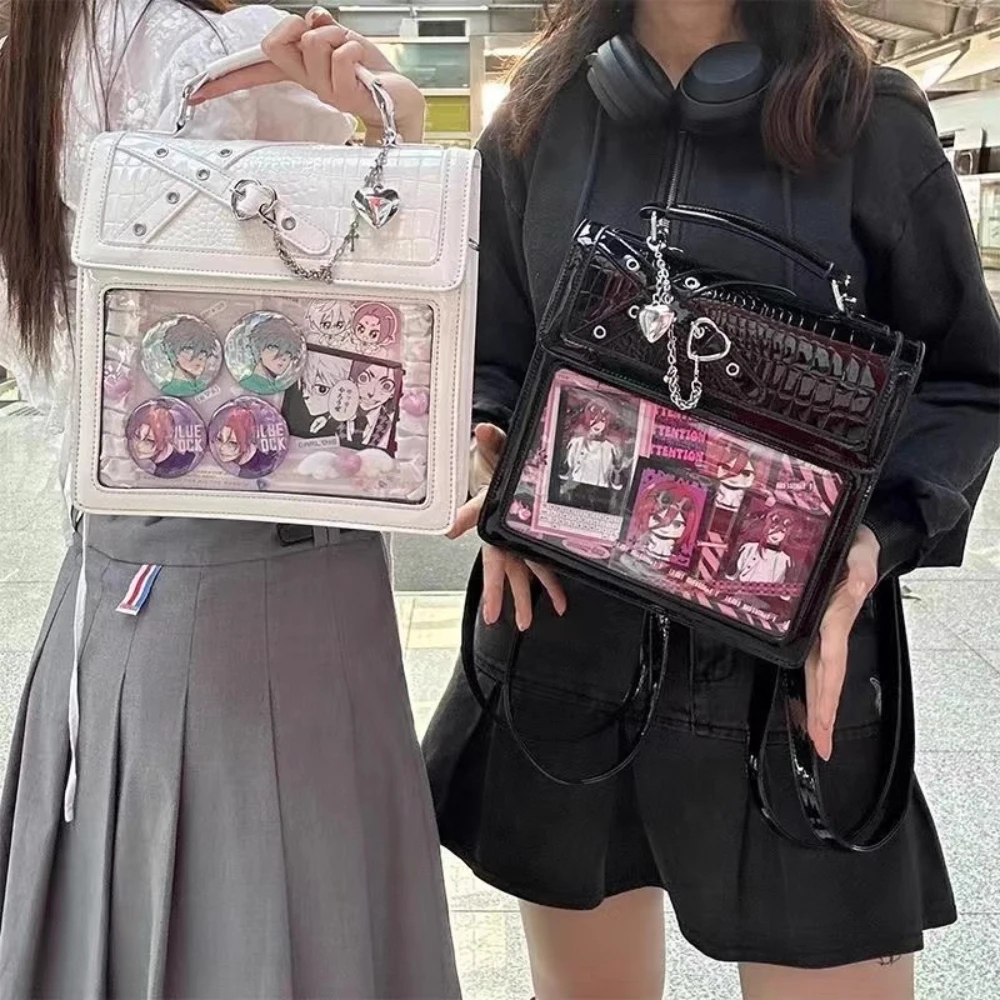 

Японские прозрачные квадратные сумки Ita, женские сумки Harajuku Jk, униформа, черная сумка-мессенджер, женская милая сумка-тоут Bolso, сумки через плечо