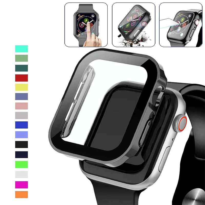 Glass+Cover For Apple Watch Ultra 9 8 7 6 5 SE Straight Edge Bumper For iWatch series 49mm 45mm 41mm 44mm 40mm Screen Protector