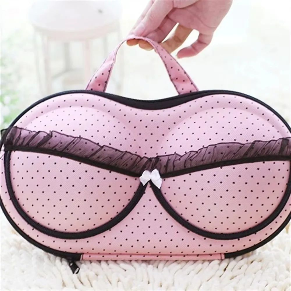 Portable Hard Shell Bra Storage Box Anti-Deformation With Zipper Underwear Bag EVA With Handle Storage Case Travel