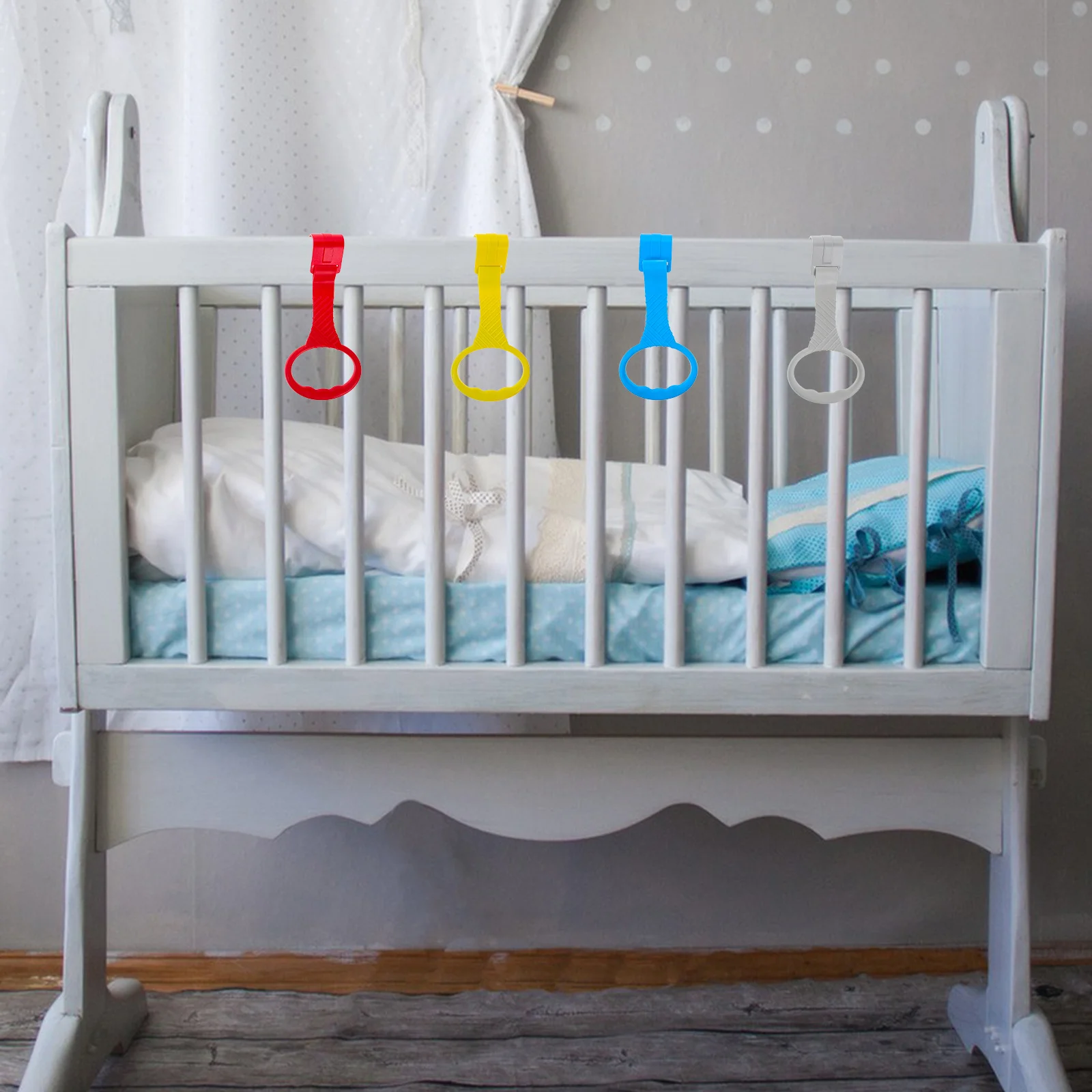 4 قطعة سرير الرضع سحب ما يصل خواتم الطفل الدائمة المساعدة الحضانة سحب ما يصل القضبان المشي المعونة سرير بيبي دعم خواتم #4