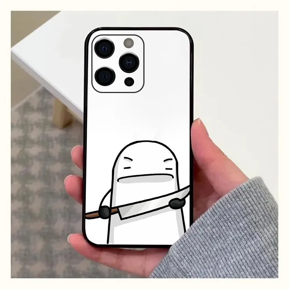 F-Flork Apple iPhone 15,14,13,12,11,Pro,X,XS,Max,XR,Plus,Mini 소프트 블랙 커버용 귀여운 웃긴 밈 전화 케이스
