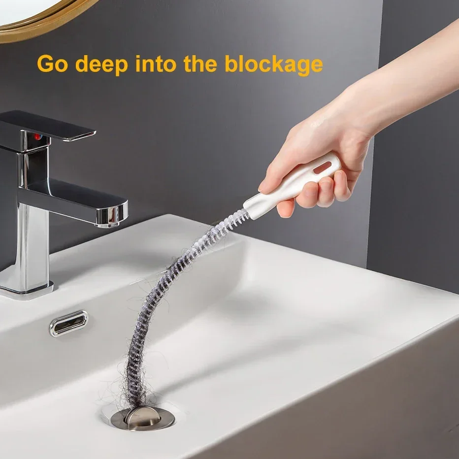 Pipe Dredging Brush Bathroom Hair Sewer Sink Cleaning Brush Drain Cleaner Flexible Cleaner Kitchen Clog Plug Hole Remover Tool