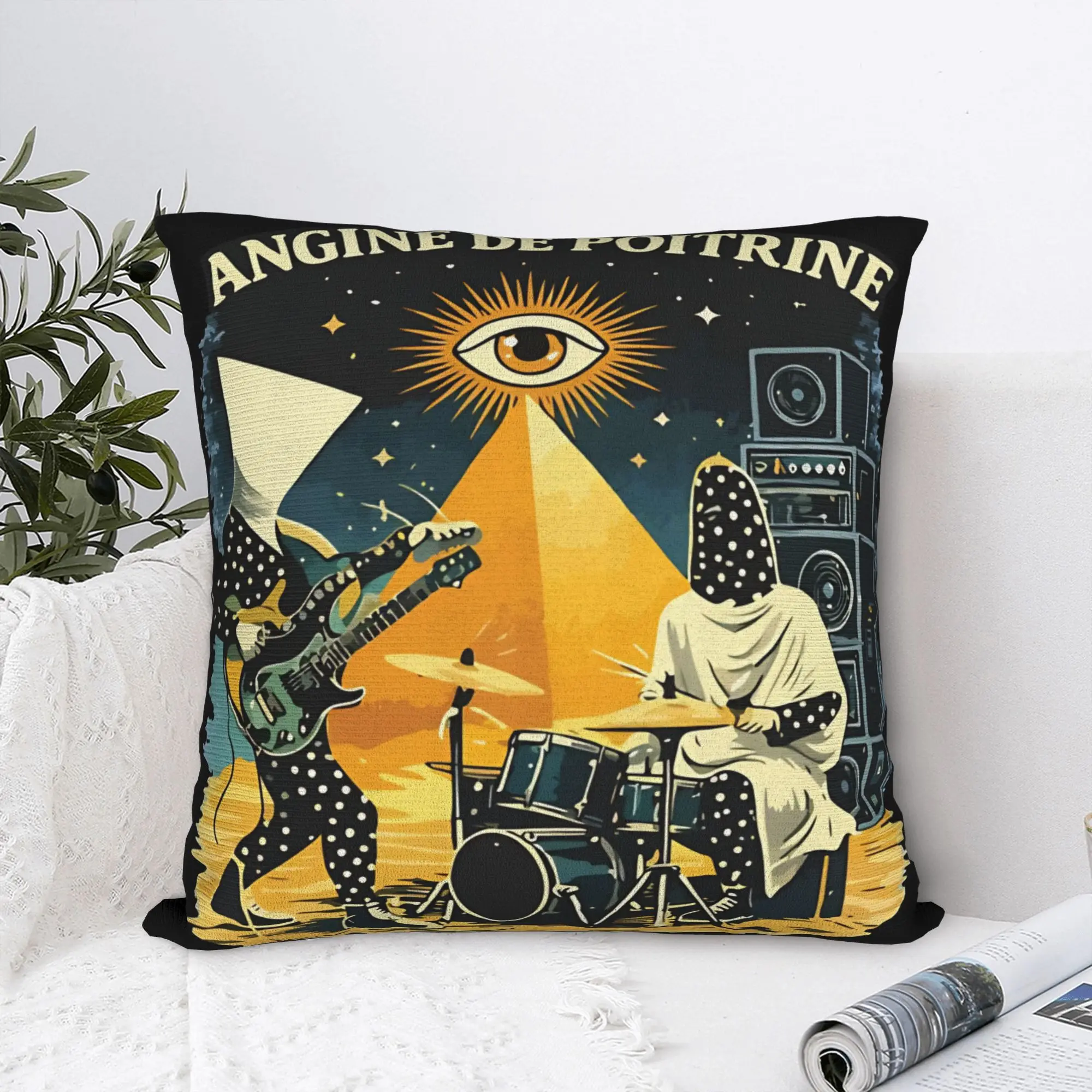 Angine De Poitrine Square Pillowcases Polyester Bed Car Retro Indie Band Cushion Cover Cute Home Decoration Pillow Cover 40*40