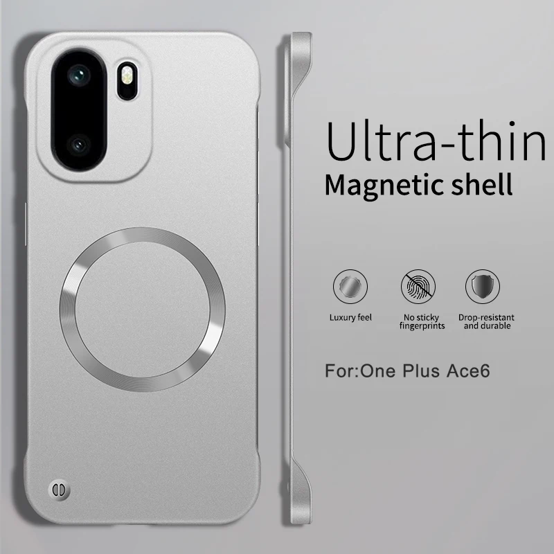 Metallische Lackierung Rahmenlose Ultradünne Harte PC-Handyhülle für OnePlus Ace6 15T 13T 15 13 5G für Magsafe Magnetische Schutzhülle