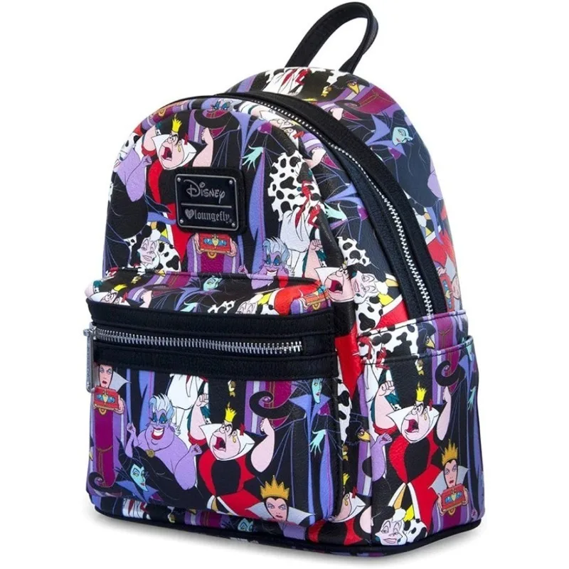 Disney-Loungefly Mini mochila para mulheres, alça dupla, bolsa de ombro, bolsa dos vilões