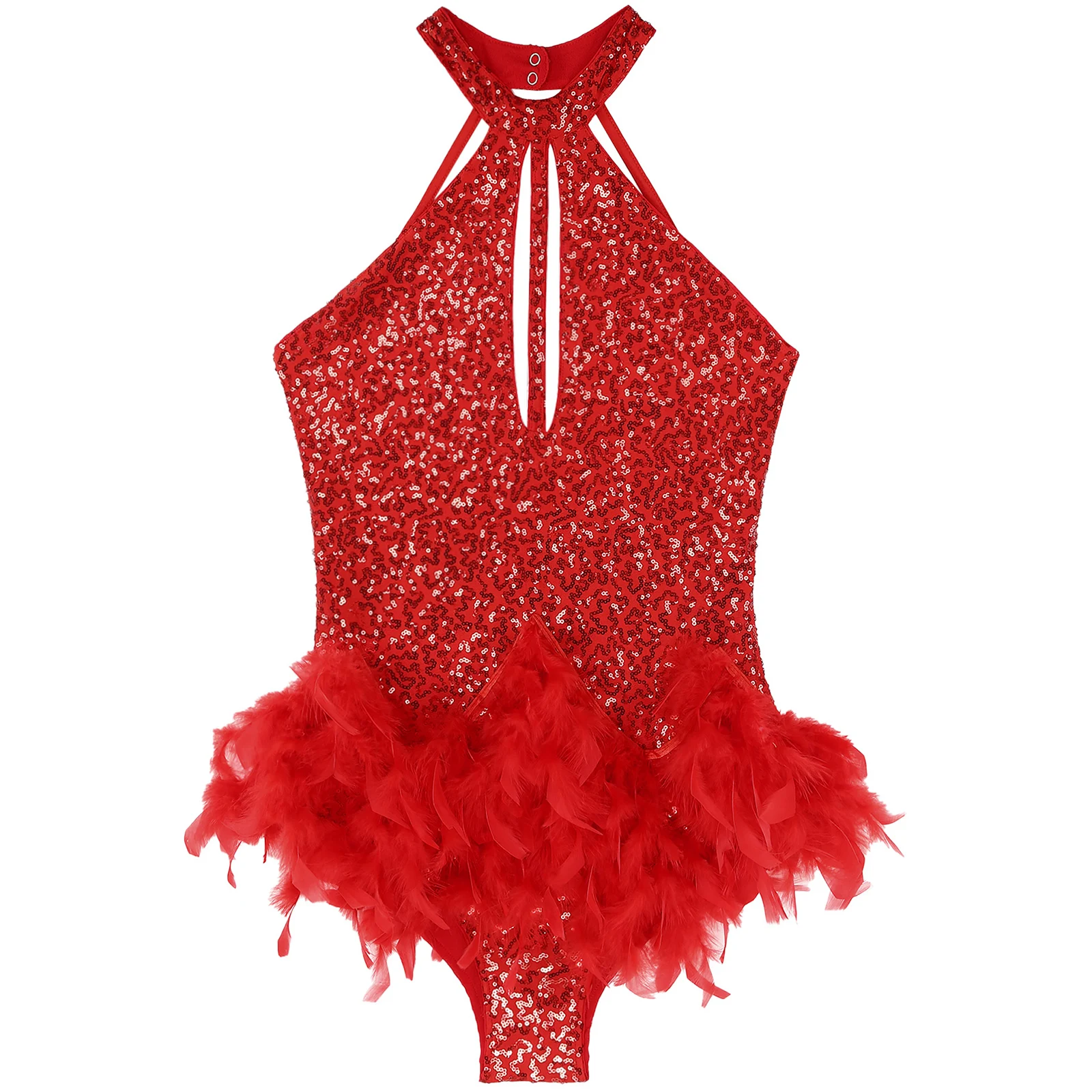 Costume de danse jazz latine pour femme, patinage artistique, Cha-cha, Samba, Régions ba, Tango, justaucorps, fibre, dos nu, paillettes, plume, batterie, costume