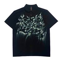 Airbrushed green flames fits short sleeved polo shirt women summer new harajuku y2k cotton men shirts casual tops men clothing