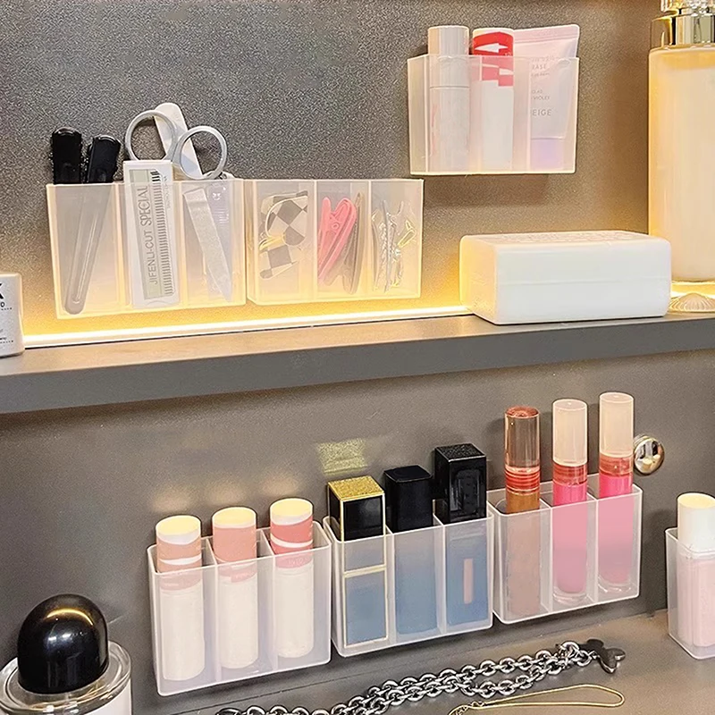 3/6 قطعة الحائط 3 شبكات صندوق مجوهرات خزانة ذاتية اللصق أشتات صندوق تخزين قلم الحواجب أحمر الشفاه الشفاه الصقيل المنظم