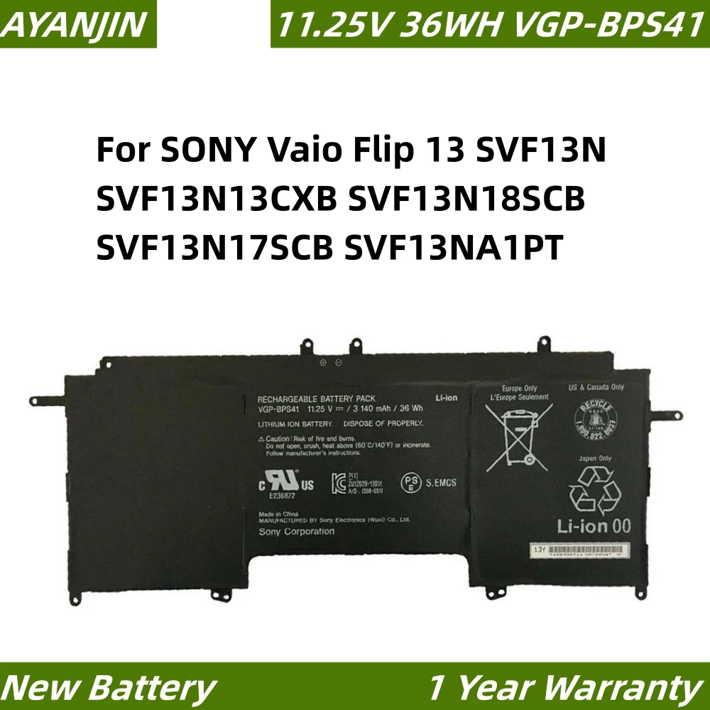 VGP-BPS41 11.25V 36Wh Loptop Battery For SONY Vaio Flip 13 SVF13N SVF13N13CXB SVF13N18SCB SVF13N17SCB SVF13NA1PT