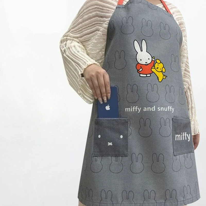 Miffy Apron Cute Pattern Waterproof Oil Proof Aprons Kitchen Household Goods Cute Cooking Baking Apron Girl Gifts Housework