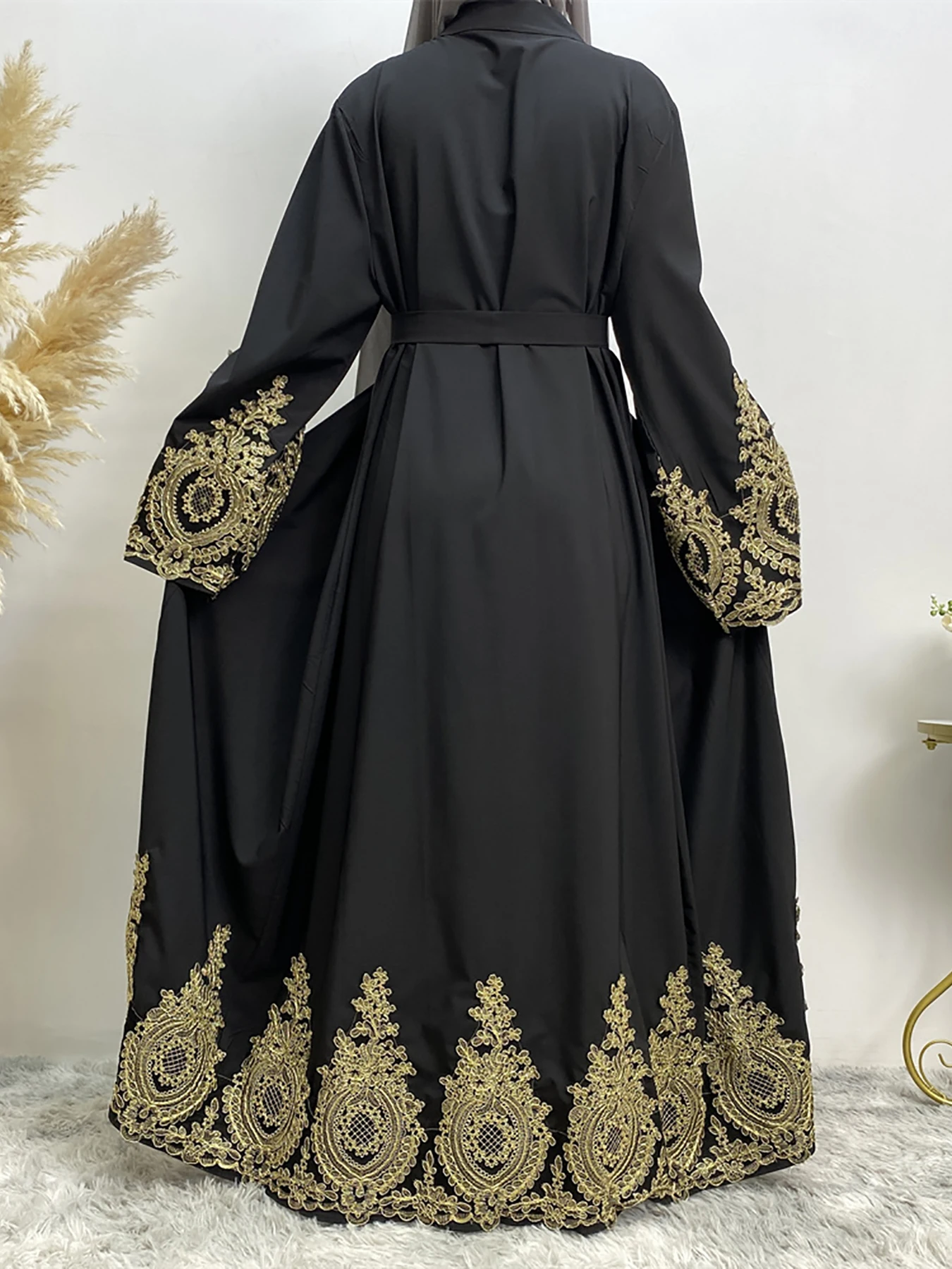 Robe clássico abayas para mulheres muçulmanas lindo bordado quimono modesto oração simples de alta qualidade preto cáqui vestidos com cinto
