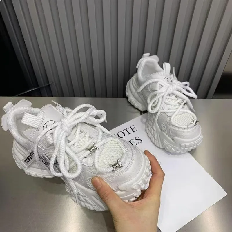 

Женские роскошные массивные кроссовки, трендовая мода 2025 года, дышащая обувь с сеткой для занятий спортом, бегом, повседневная женская вулканизированная обувь для фитнеса