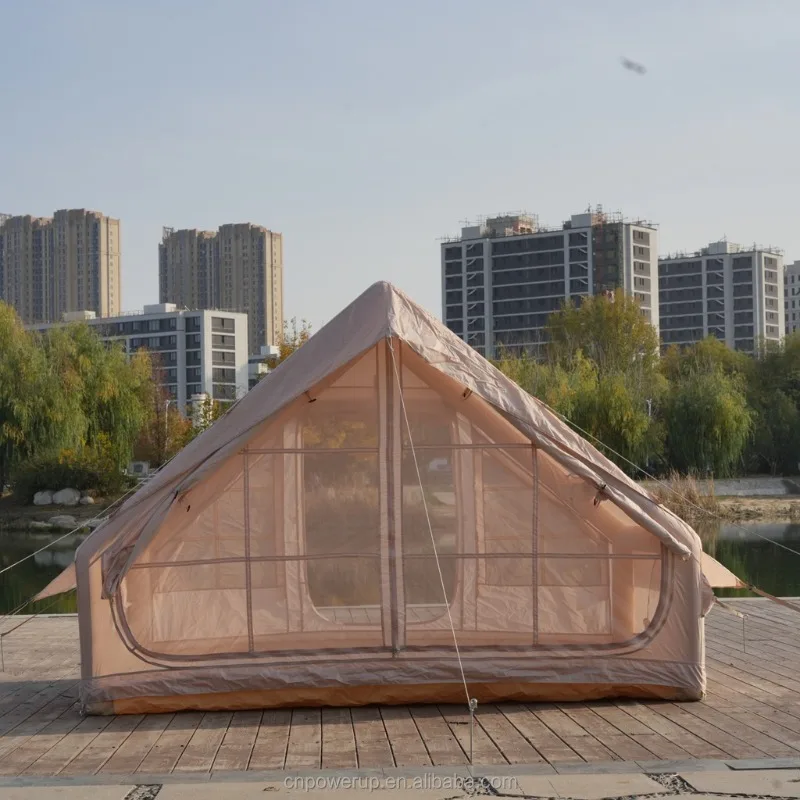 

XMSJ 3-4 Person Inflatable Camping Tent With Pump, Waterproof Outdoor Air Cabin Tent With Large Skylight