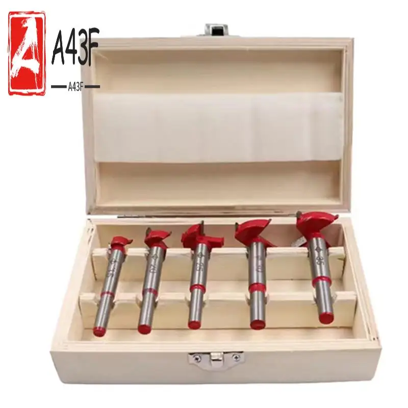 

A43F-5PCS Комплект позиционирующих кольцевых пил, регулируемый 15-35 мм, открывалка для петель, набор твердосплавных сверл для деревообработки