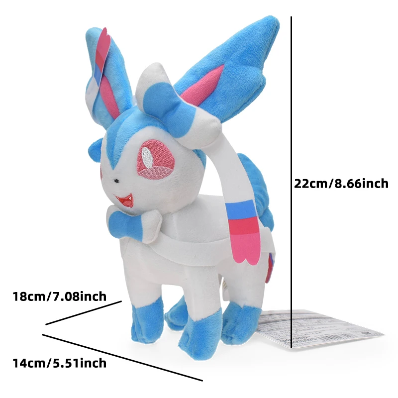 22CM Pokemon Sylveon Big Plush Toy Shiny Color Sylveon Peluche Stuffed Doll Cute Pocket Monster Anime Figure High Quality Gift