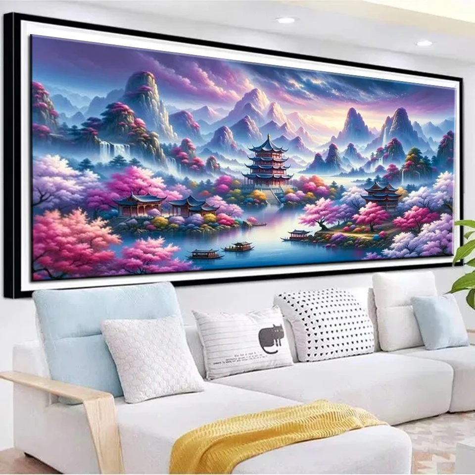Beautiful Countryside 5D DIY Diamond Painting Art Jiangnan Dreamy Pavilion Wonderland Mosaic Diamond Embroidery Full Rhinestone