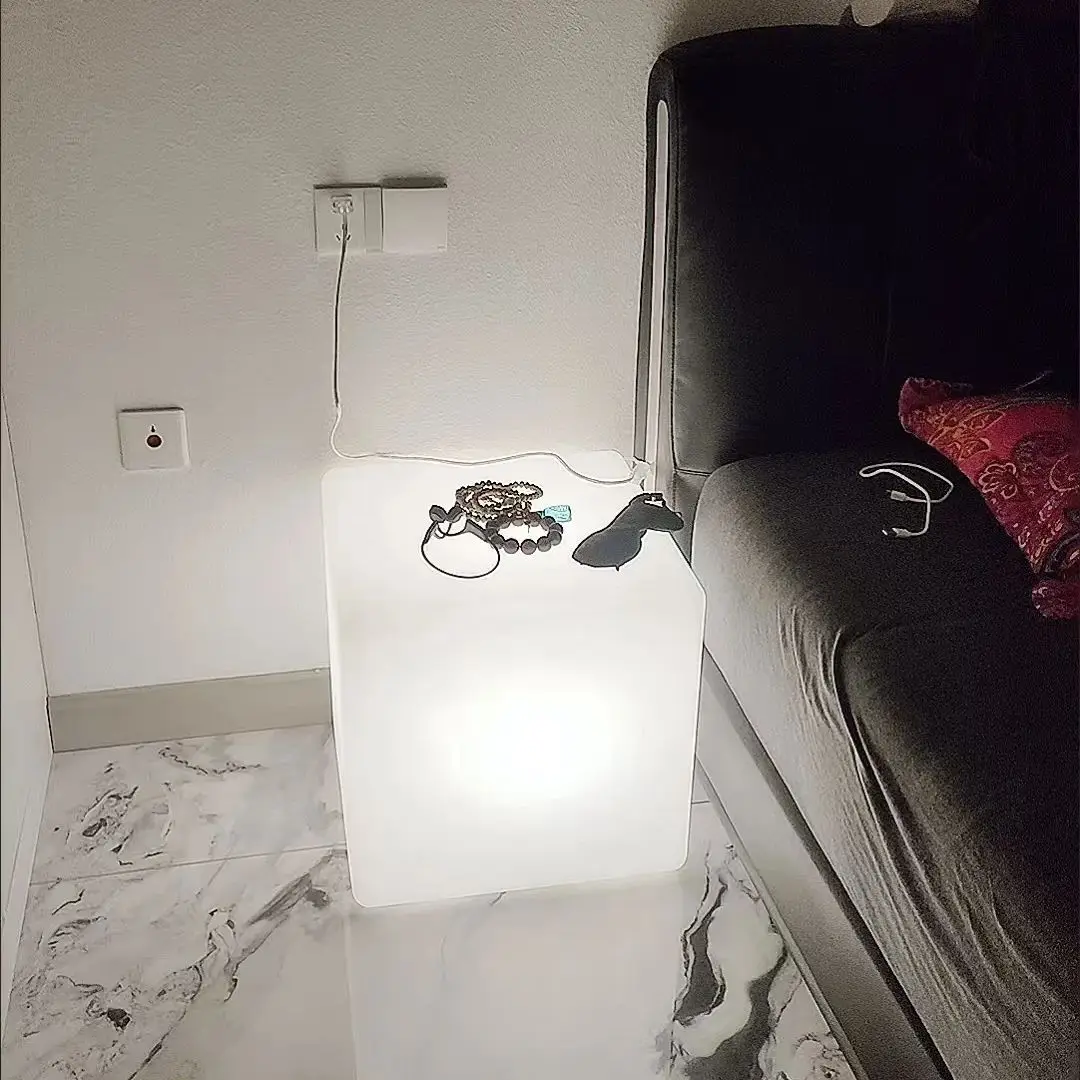 INS Romantic Simple Floor Lamp Side Table Abs Frosted Controlle 3color Light Simple Square Bedside Living Room Sofa Corner Table