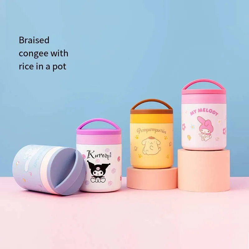 

Miniso Braised Beaker My Melody Kuromi Pom Pom Purin Cute Cartoon Printing Portable Thermal Cup Office Breakfast Cup Friend Gift