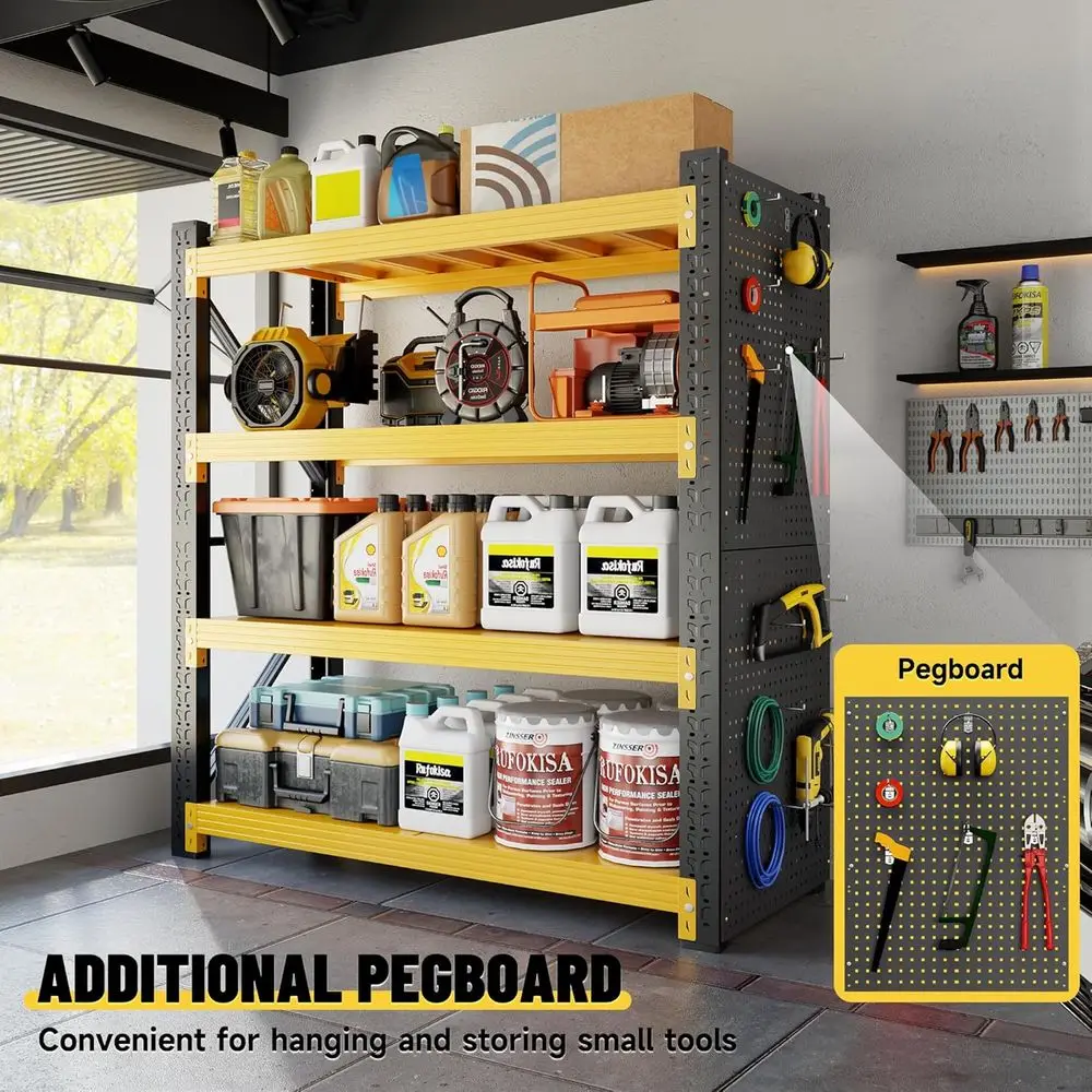 48 Wide Heavy-Duty 4-Tier Adjustable Metal Shelving System for Garage, Workshop, and Storage - view 4