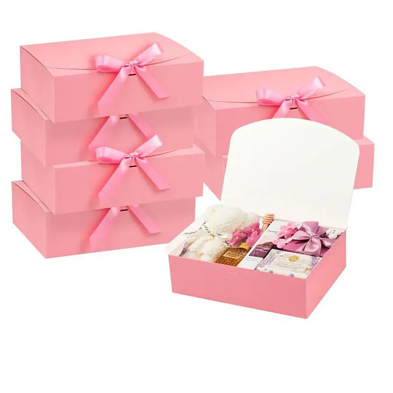 100Pcs/Lot Black White Pink Bow Paper Boxes Cake Box Foldable Packaging Box National Day Gift Box Wholesale