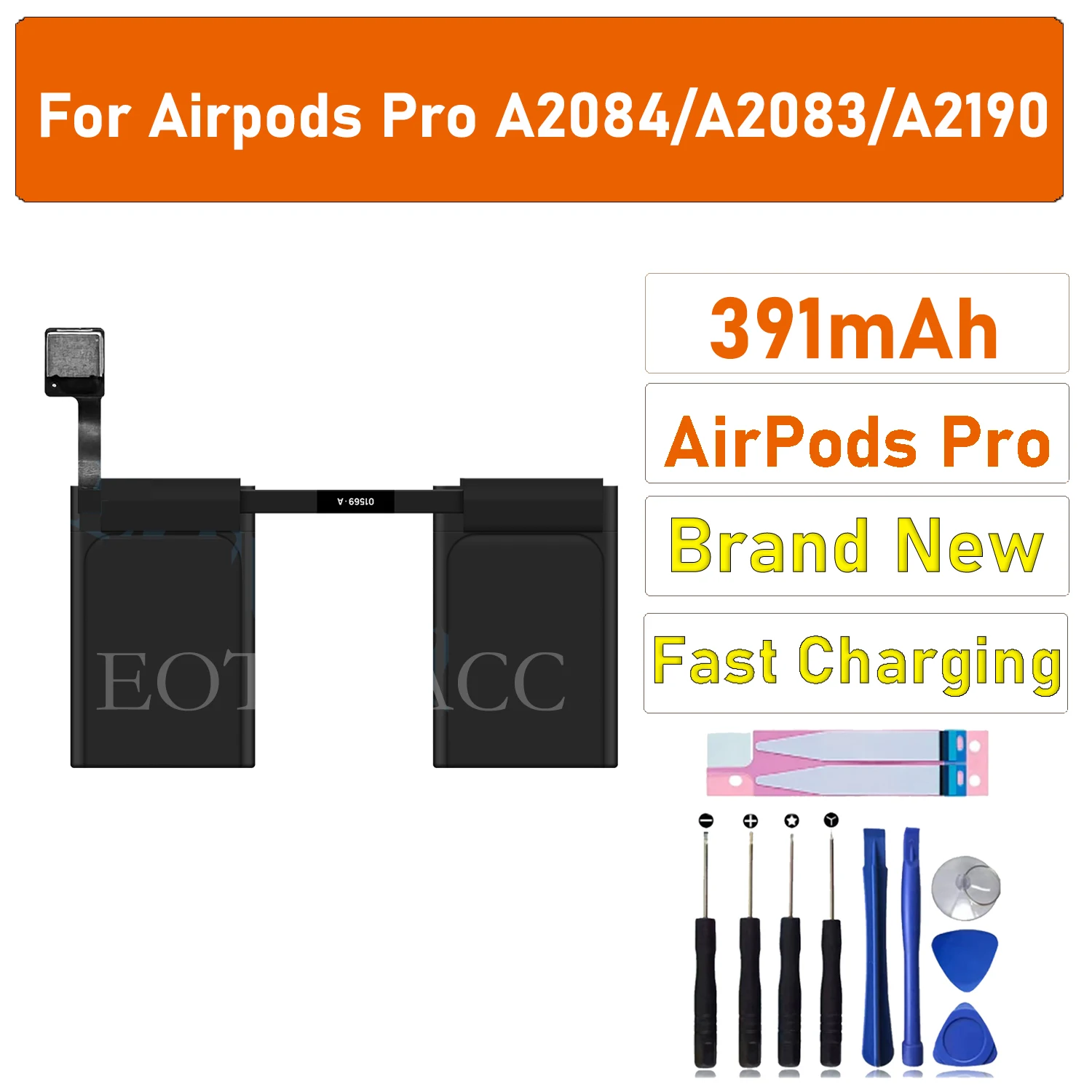 

100% New Original Battery A2084/A2083/A2190 For Apple Airpods pro Battery + Free Tools
