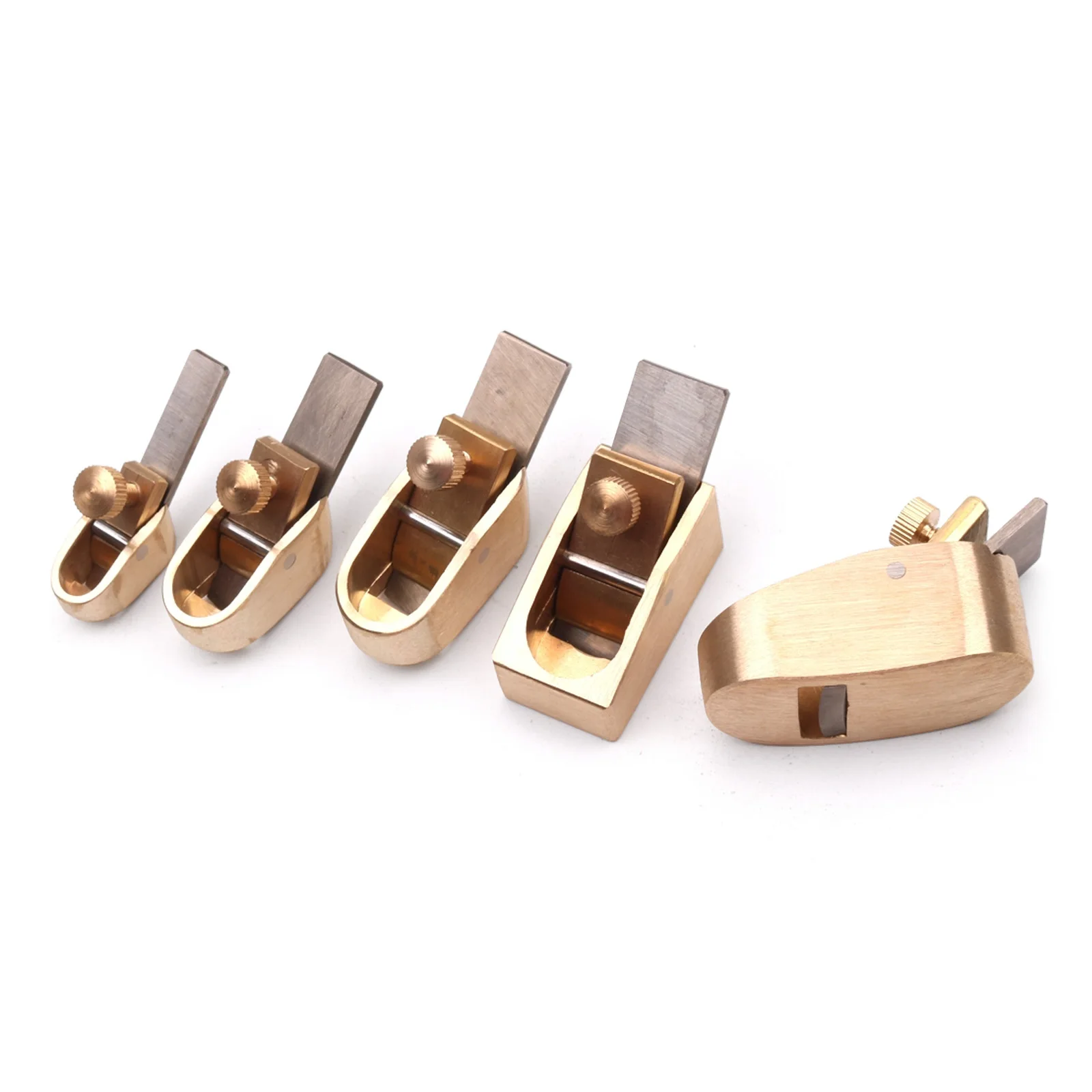 5Pcs Mini Wood Planer Violin Thumb Planer Set DIY Wooden Musical Instrument Set 8/12/14/16/18mm Blade Width Brass Luthier Tool