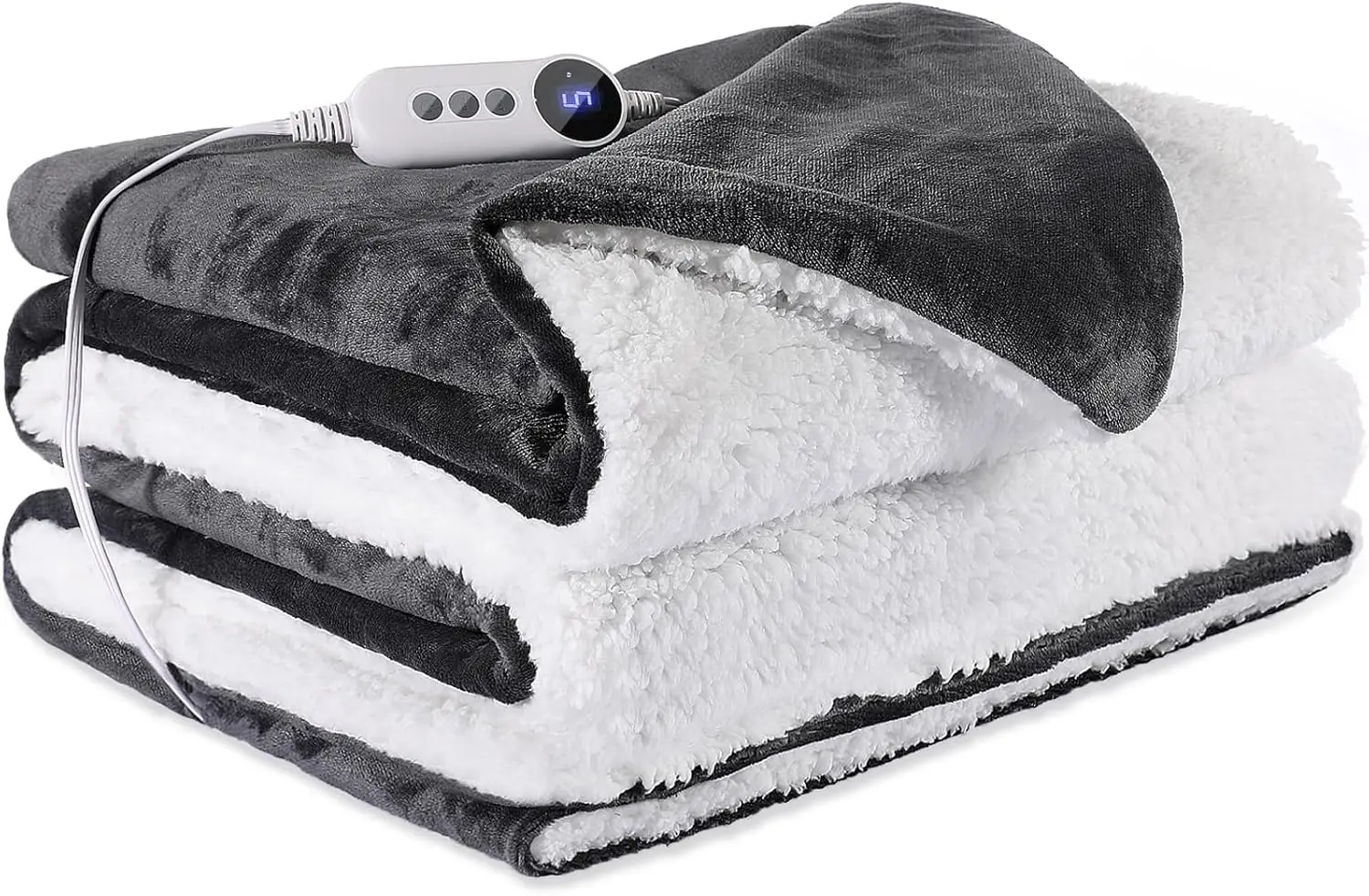 

Soft Flannel Heated Blanket Twin 62x84, Fast Heating with 9 Heat & Timer Settings, Dark Gray